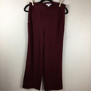 John Paul Richard Maroon Pull-on Stretch Wide Leg Pant Pockets Size Small
